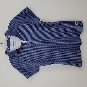 Annika Blue, Lavender & White Striped Short Sleeve Polo Golf Shirt M
